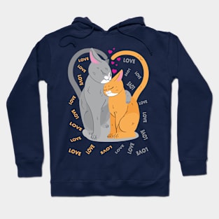 Love, Cats in Love, Hearts in Love, Couple of Sweet Cats, Valentine's Day Cats Hoodie